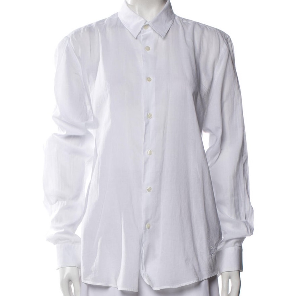 VILLEBREQUIN Unisex Cotton Voile Button Down | Turtle-embroidery| White